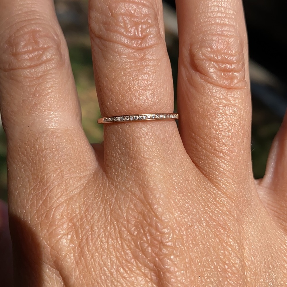 ROSE GOLD 14k & Real DIAMONDS pave diamond band ring size 6 💯 jewelry diamond